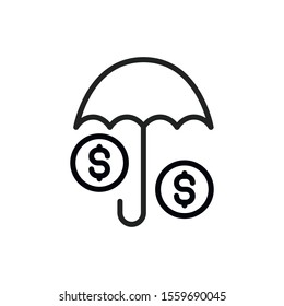 Simple money protection line icon. Stroke pictogram. Vector illustration isolated on a white background. Premium quality symbol. Vector sign for mobile app and web sites.