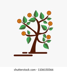 simple money tree logo isolated on white , vector illustration.