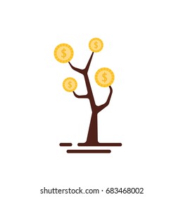 simple money tree logo isolated on white. concept of revenue growth in personal economy and startup investor or depositor. simple flat style trend modern logotype graphic design