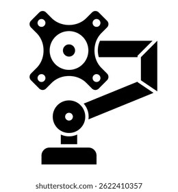Simple monitor arm silhouette icon. Vector.