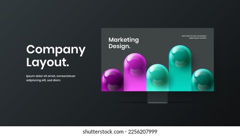 Simple monitor mockup banner layout. Vivid web project design vector template.