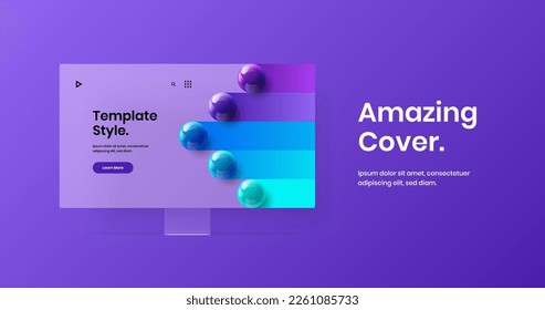 Simple monitor mockup website concept. Vivid presentation vector design illustration.