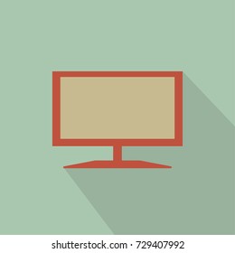 Simple Monitor Television Icon Vector Flat Design