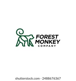 simple monkey ape chimpline icon logo vector design, modern animal logo pictogram design