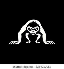 simple monkey gibbon wild animal nature black white logo vector illustration template design