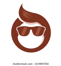 simple monkey head icon logo vector  with cute design style