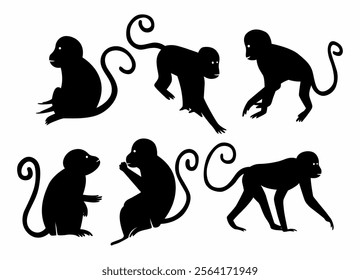 Simple monkey silhouette vector collection for design needs