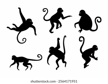 Simple monkey silhouette vector collection for design needs