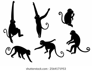 Simple monkey silhouette vector collection for design needs