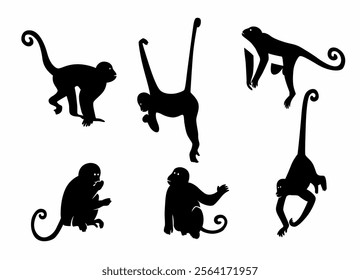 Simple monkey silhouette vector collection for design needs