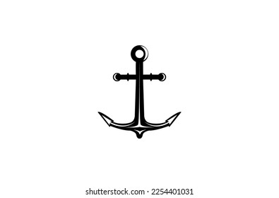 Simple Mono Line Art Anchor for Boat Ship Marine Navy Nautical logo design vector