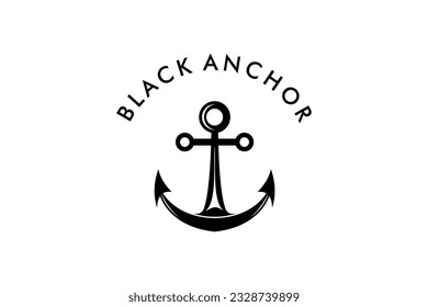 Simple Mono Line Art Anchor for Boat Ship Marine Navy Nautical logo design vector