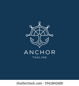 
Simple Mono Line Art Boat Anchor Ship Nautical logo vector design