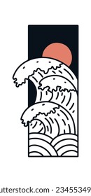 Simple mono line design of the wave in square shape
