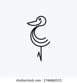 simple mono line pelican vector illustrator
