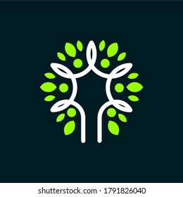 simple mono line tree logo