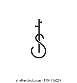 simple mono line violin logo