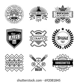 Simple Mono Lines Logos Collection. Beer Handcrafted Brand.