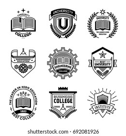 Simple Mono Lines Logos Collection. College University Institute.