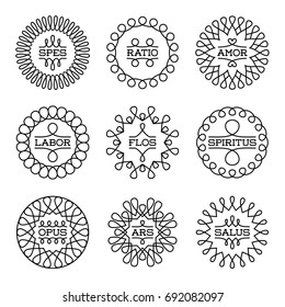 Simple Mono Lines Logos Collection. Round Loop Frames.