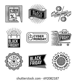 Simple Mono Lines Logos Collection. Black Friday and Cyber Monday 2.