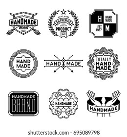 Simple Mono Lines Logos Collection. Hand Made Design Craft Set 4.