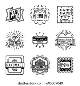 Simple Mono Lines Logos Collection. Hand Made Design Craft Set 5.