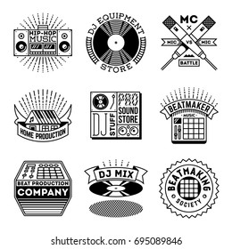 Simple Mono Lines Logos Collection. Rap Hip-Hop Signs.