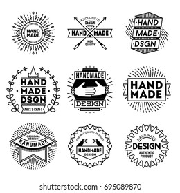 Simple Mono Lines Logos Collection. Hand Made Design Craft Set 7.
