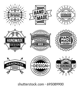 Simple Mono Lines Logos Collection. Hand Made Design Craft Set 9.
