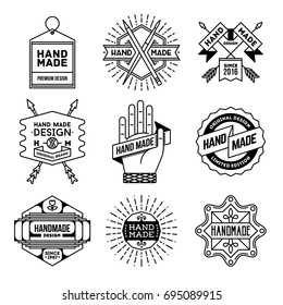 Simple Mono Lines Logos Collection. Hand Made Design Craft Set 6.