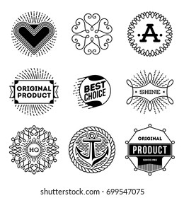 Simple Mono Lines Logos Collection. Random Product Design.