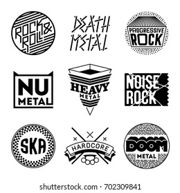 Simple Mono Lines Logos Collection. Rock Music Styles 2.