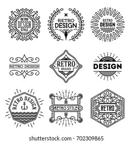Simple Mono Lines Logos Collection. Retro Design 1.
