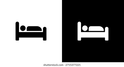 Cama monocromática simple con la ilustración del icono de la persona que duerme
