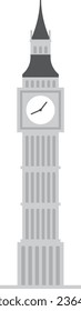 Simple monochromatic flat drawing of the English historical landmark monument of the BIG BEN, LONDON