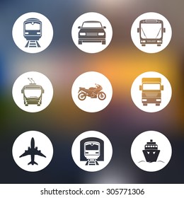 Simple monochromatic transport icons set. Vector EPS8 illustration. 