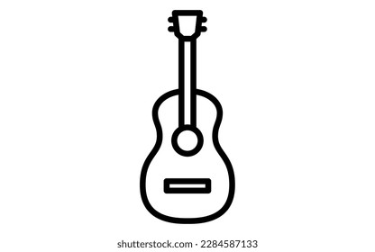 Simple monochrome acoustic guitar icon, Vector Illustration