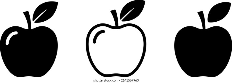 conjunto de iconos de vectores de manzanas monocromo simple