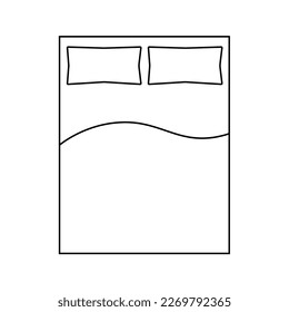 Simple monochrome bed icon in a line style. Vector interior item isolated on a white background