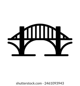 "Simple Monochrome Bridge Icon Vector, Isolated Against a White Background"