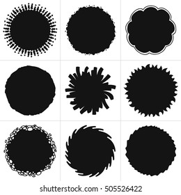 Simple monochrome circle emblems kit. Vector circles template with a place for text.