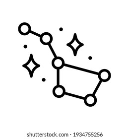 Simple monochrome constellation icon vector illustration. Black contoured logo of ursa major big dipper great bear sign isolated on white. Astrology symbol solar system galaxy emblem star open space