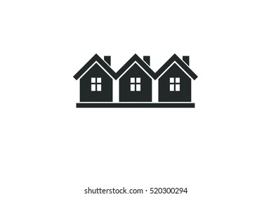 Simple monochrome cottages vector illustration, black and white country houses, for use in graphic design. Real estate concept, region or district theme. Property developer abstract corporate image.