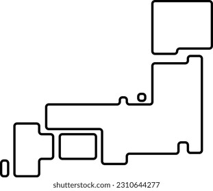 Simple Monochrome Deformed Japanese Map