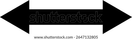 Simple monochrome double sided arrow illustration. Vector illustration of bold double arrow clip art. Black arrow pointing left and right, bidirectional arrow. Minimalist graphic with geometric shapes