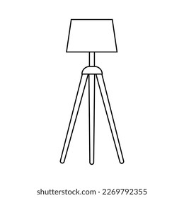 Simple monochrome floor lamp for a bedroom icon in a line style. Vector interior item isolated on a white background