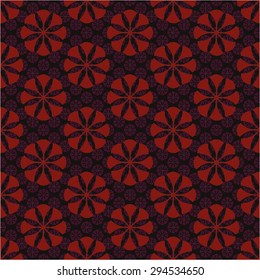 Simple monochrome floral pattern, seamless vector background.