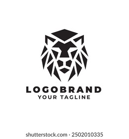 simple monochrome geometric lion logo. Suitable for brands