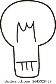 Simple Monochrome Hand-Drawn Light Bulb Illustration
